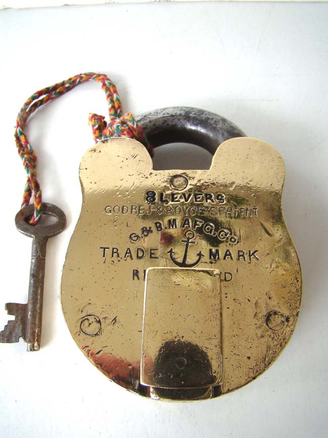 A brass "8 Lever" Padlock by Godrej & Boyce circa 1897